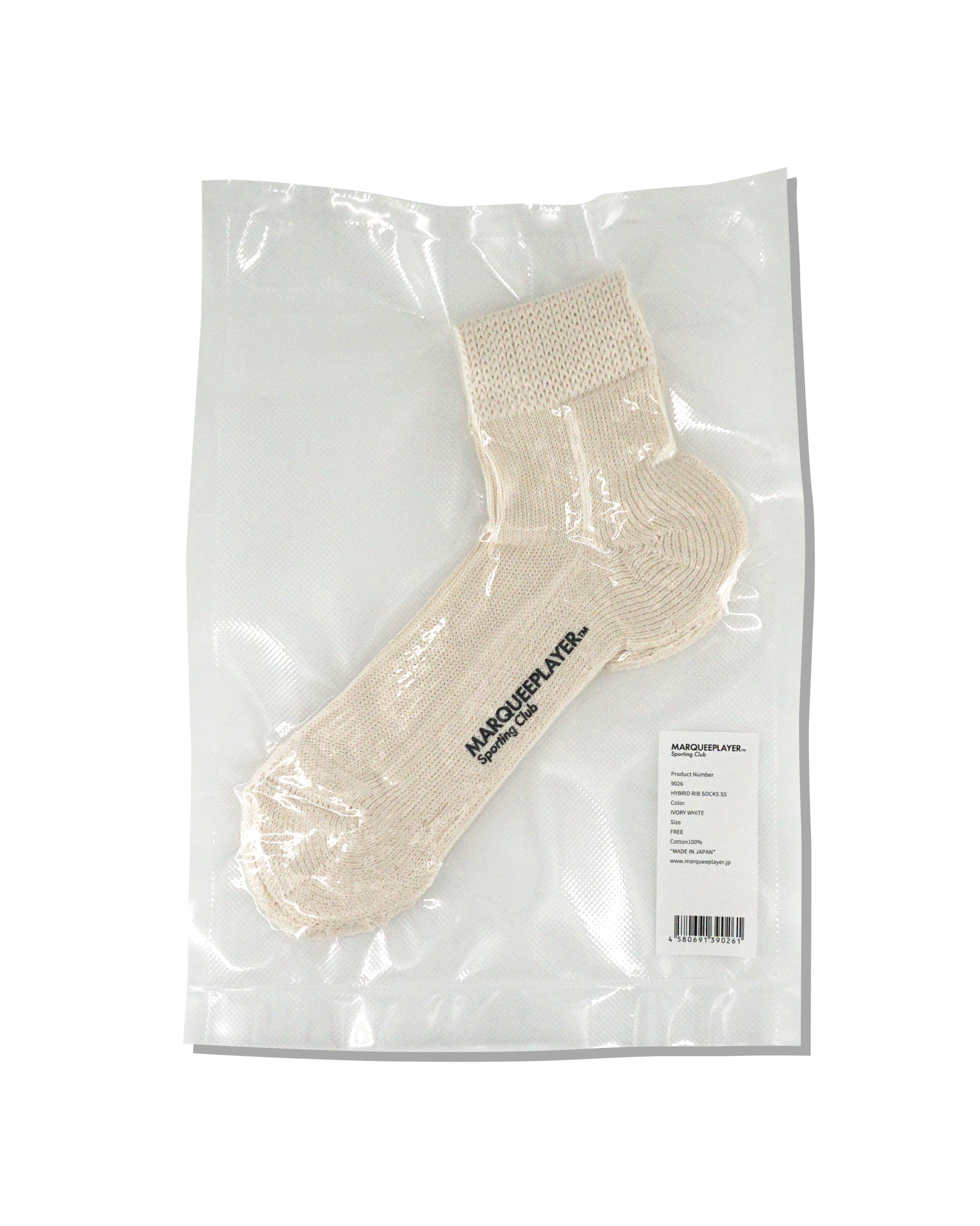 Hybrid rib socks SS "Made In JAPAN" ivory white